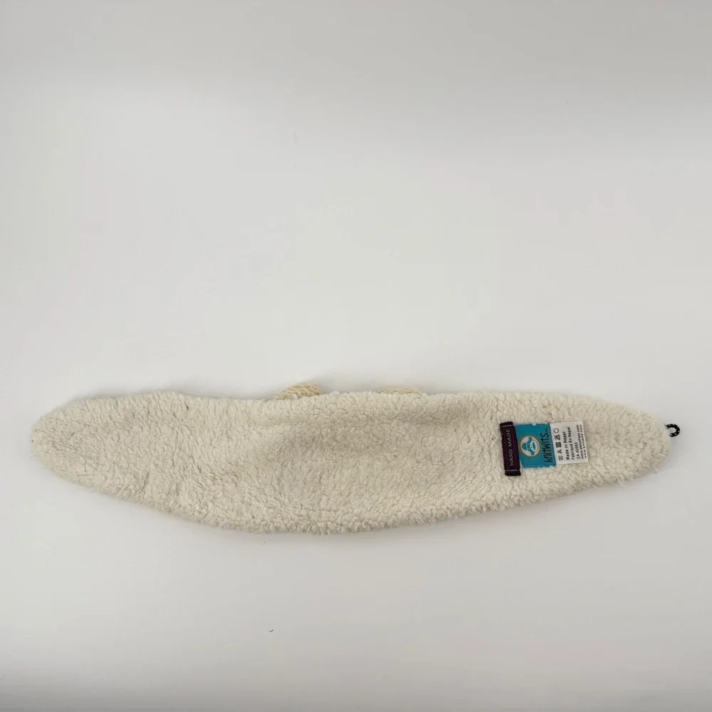 Knitwits Lamb Mittens Headband Set Wool Cream Fleece Lined Chunky Knit Boho Warm